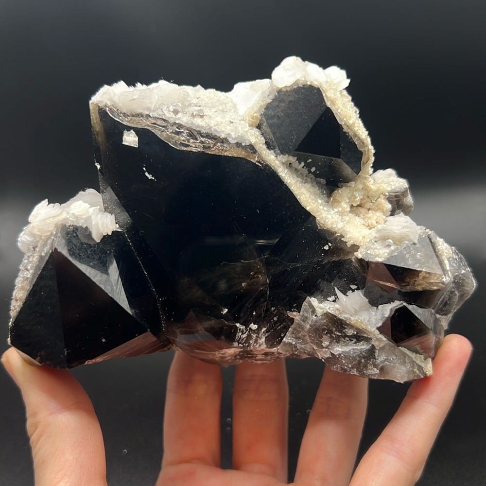 Smokey Quartz, Mica, Pagoda Calcite Crystal